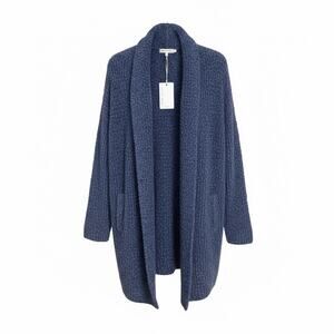 NWT Barefoot Dreams Cozy Chic Cabin Cable Cardigan Sweater Blue Size Small